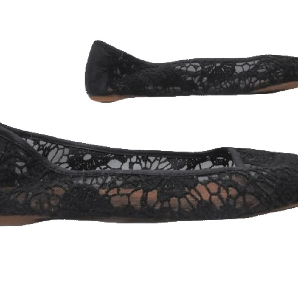 Shoes Lucky Black Lace Flats Size 10 (SKU 000131)